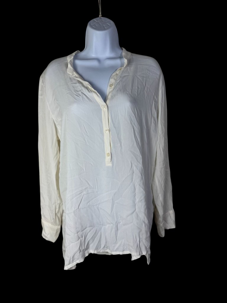 Private 0204 Womens Silk Blend Button Pop Over Long Sleeve Blouse Top Size 2